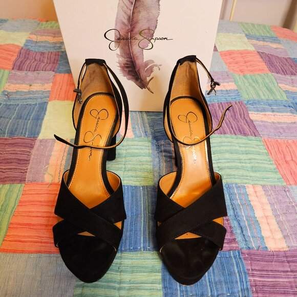 Jessica Simpson Shoes - Jessica Simpson Irbella Platform Heels - Black Microsuede, Size 8
